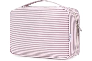 Narwey Stripe Hanging Toiletry Bag Women Travel Toiletries Bag Cosmetic Makeup Bag Water-Resistant Organizer for Girls (Dusty