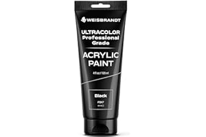 WEISBRANDT Artist Quality Acrylic Paint in Assorted Colors, 4 oz, Rich Pigment, Non Fading and Non Toxic, for Artists & Hobby Painters, Black