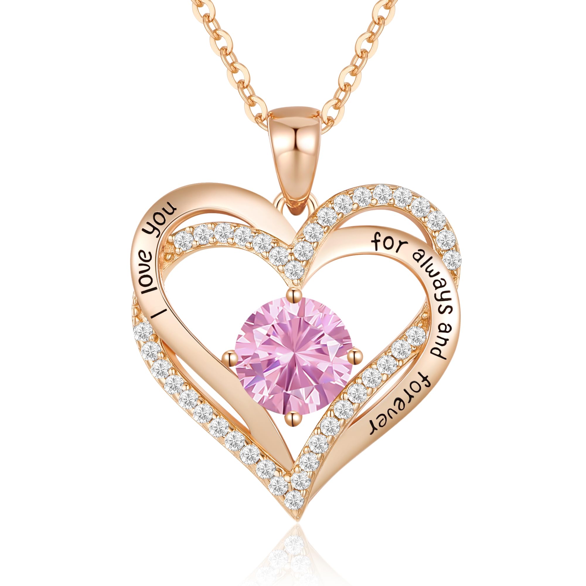 CDE Necklaces for Women Birthstone Pendant, Sterling Silver Love Heart Jewellery Gifts for Mum Her Wife Girlfriend Anniversary Birthday Mothers Day Christmas Valentine's Day