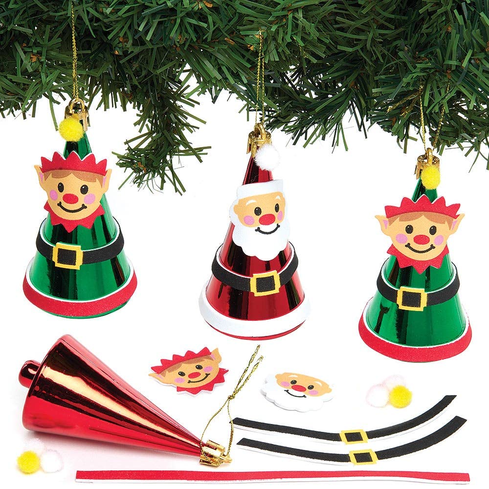 Baker Ross FX286 Santa and Elf Bauble Kits - Pack of 6, Kids Christmas Tree Decorations Craft Kit, Arts and Crafts Christmas Decorations