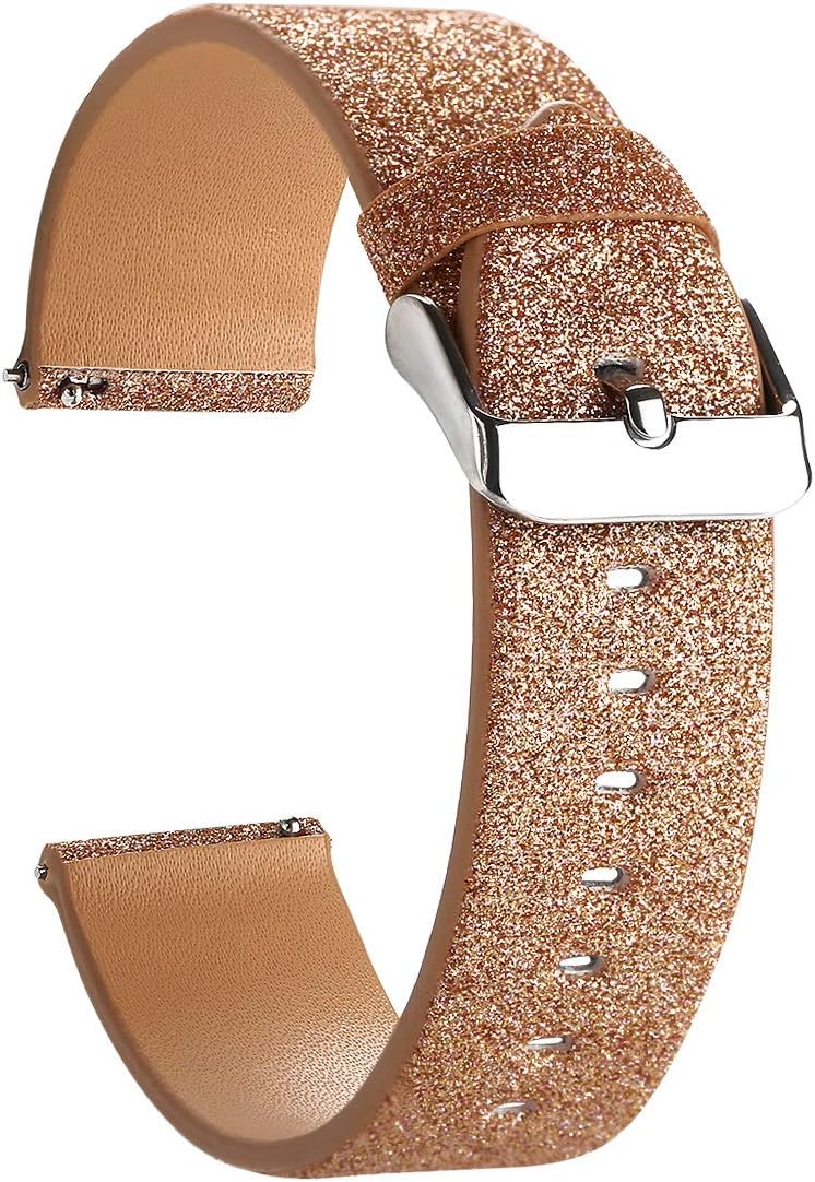 Moonooda Compatible with Samsung Galaxy Watch 42mm Bands, 20mm Width Glitter Shiny Sparkling Replacement Strap Compatible with Galaxy Watch 42mm SM-R810 SM-R815, Rose Gold