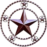 Metal Wall Star Home Décor - Heavy Duty Iron Metal Stars for Outdoor, Large Texas Rustic Vintage Stars, Farmhouse Barn Themed Western Country Art for Kitchen, Bathroom or Outside of House (Brown)
