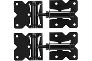 DURIGID Automatic Self Closing Gate Hinge for Vinyl, Steal Gate, Adjustable Heavy Duty Door Gate Hinges, One-Piece Construction, Black Finish, 2 Pack