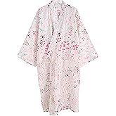 ECHERY Women's Summer Cotton Kimono Robes Floral Pajamas Khan Steamed Bathrobe Yukata