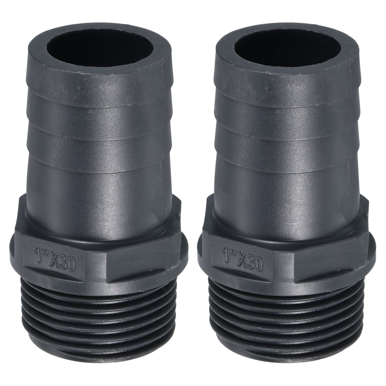 PATIKIL UPVC Barb Hose Fitting, 2 Pack 30mm Barbed G1 Male Thread Pipe Connector Adapter Quick Fittings for Water Fuel Air, Gray