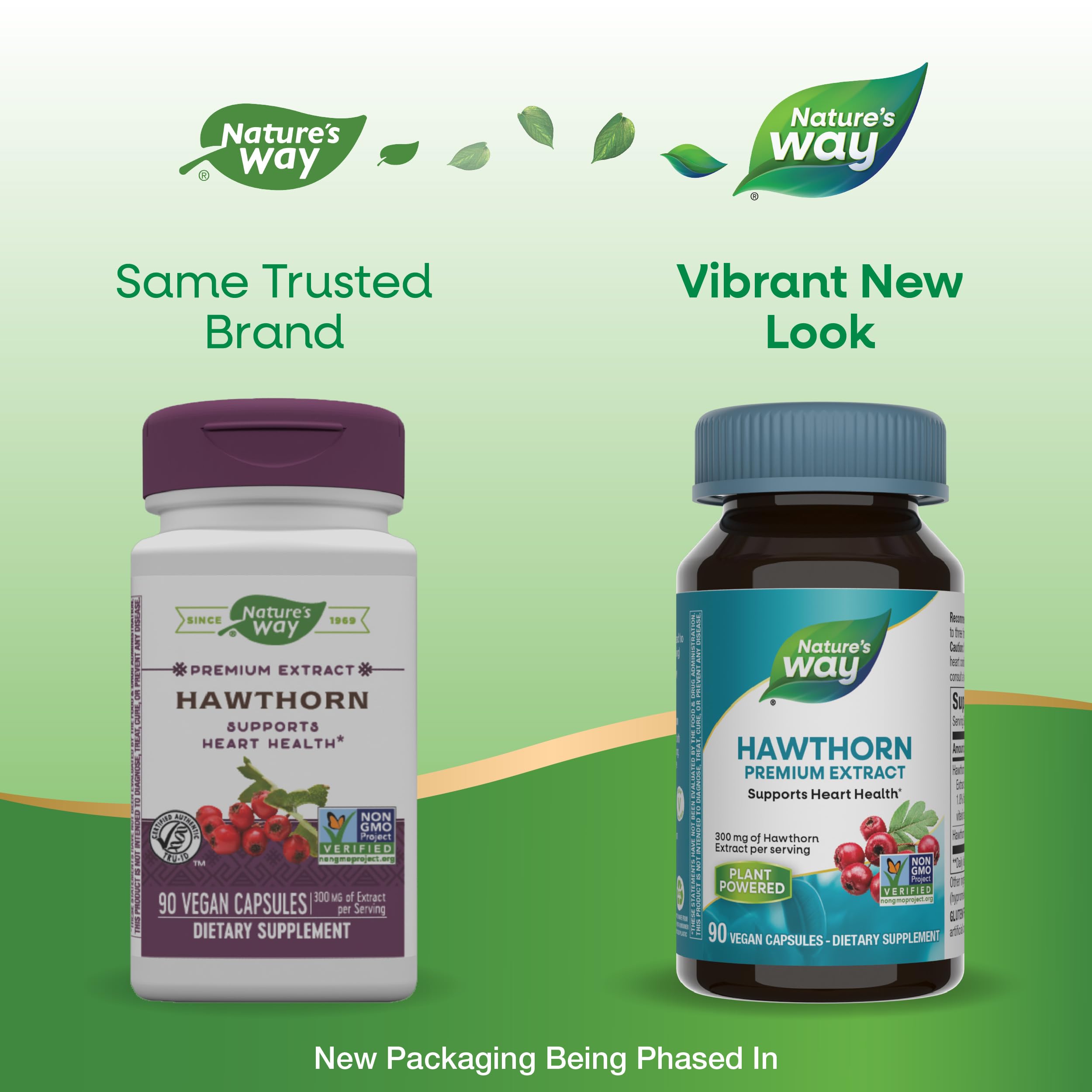 Nature's Way Hawthorn, Premium Extract, Support Heart Health*, Standardized to 1.8% Flavonoids, Non-GMO Project Verified, Vegan, 90 Capsules (Packaging May Vary)