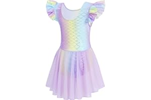 MdnMd Ballet Leotards for Girls Toddler Dance Ballet Leotard with Skirt Ballerina Dresses Tutu Outfits Flutter Sleeve