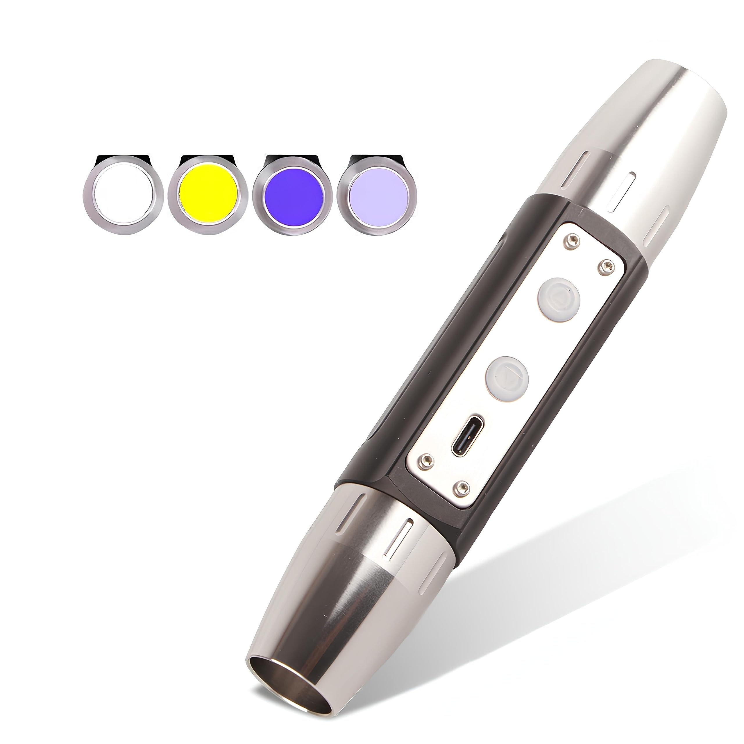 LED Flashlight, Jewelry Assessment Flashlight, Gems Identification Lights, DX4 USB Rechargeable UV Torch with Four Light Sources for Jewelry Identification Jade Currency Checking, Outdoor Lighting