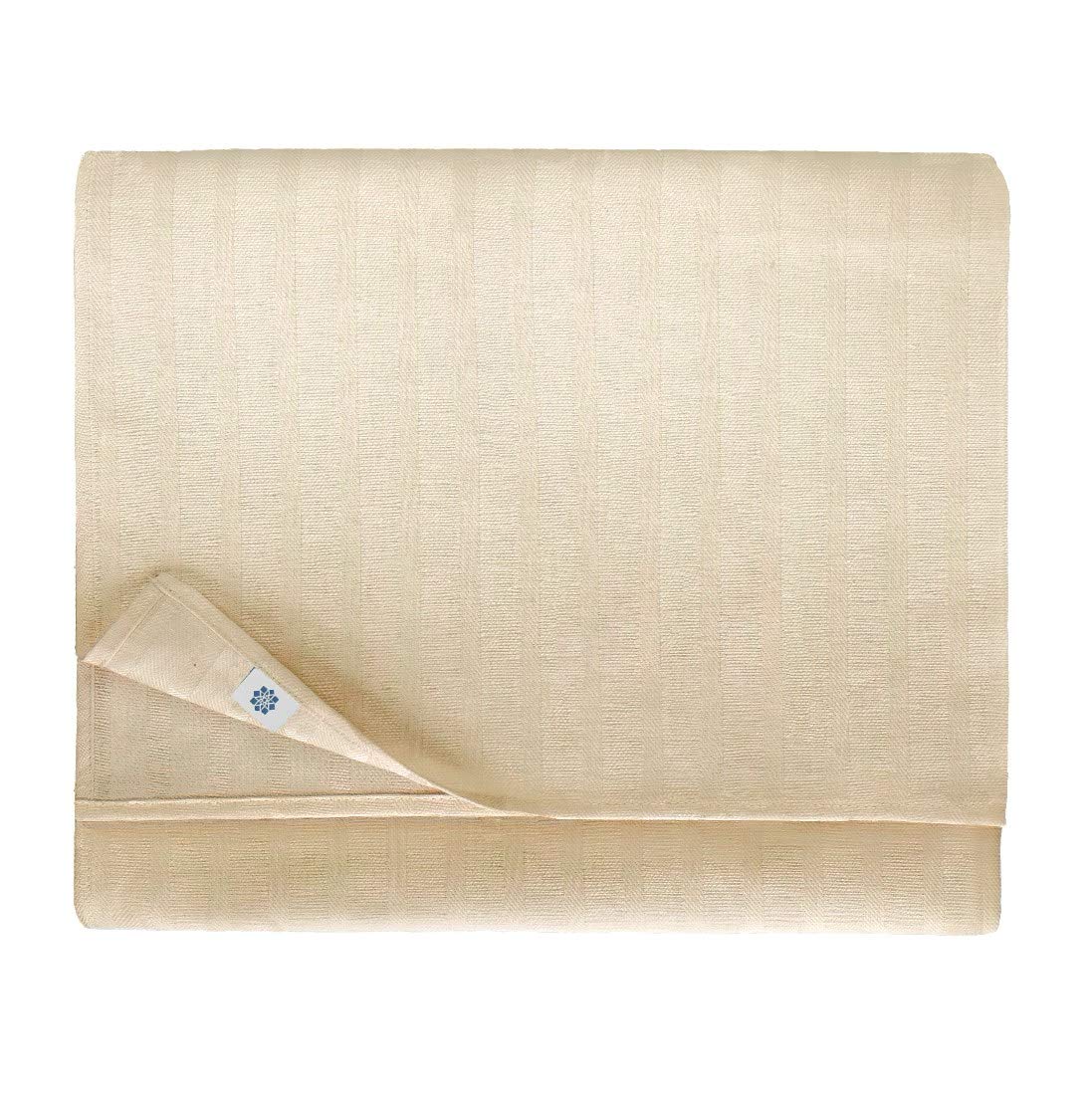 Linen & Cotton Elegant Jacquard Stripe Tablecloth Jasmine - 48% Linen, 52% Cotton, Cream, 150 x 200cm (59'' x 78.74'') Festive Long Table Cloth Cover for Wedding Bridal Shower