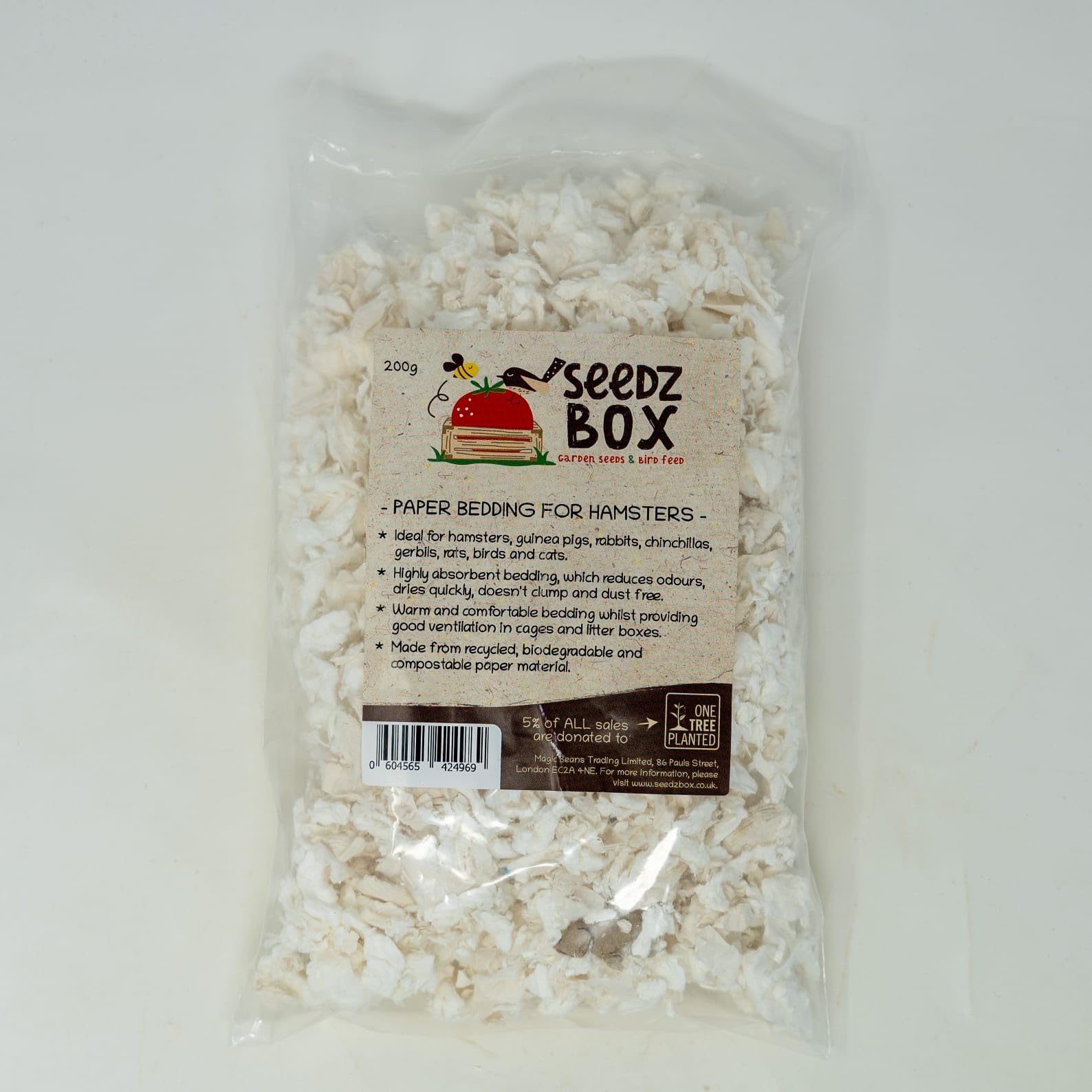 Seedzbox Hamster Gerbil Rat Rabbit & Guinea Pig Bedding 200g - Compressed Absorbent Warm Animal Paper Bedding Litter - Also Chinchillas Birds Cats - Alternative to Sand Sawdust