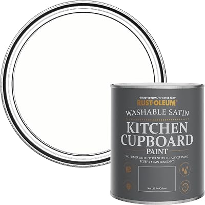Rust-Oleum White Scrubbable Kitchen Cupboard Paint Satin Finish 750ml Chalk