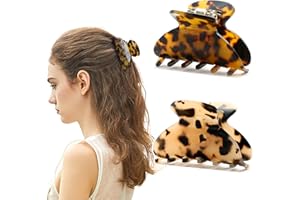 2 Pcs Small Medium Hair Claw Clips for Women Tortoise Shell Claw Hair Clips for Thin Fine Medium Thick Hair