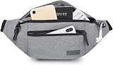MAXTOP Large Bumbag Waist Fanny Pack with Headphone Jack 4 Pockets Grey view 8
