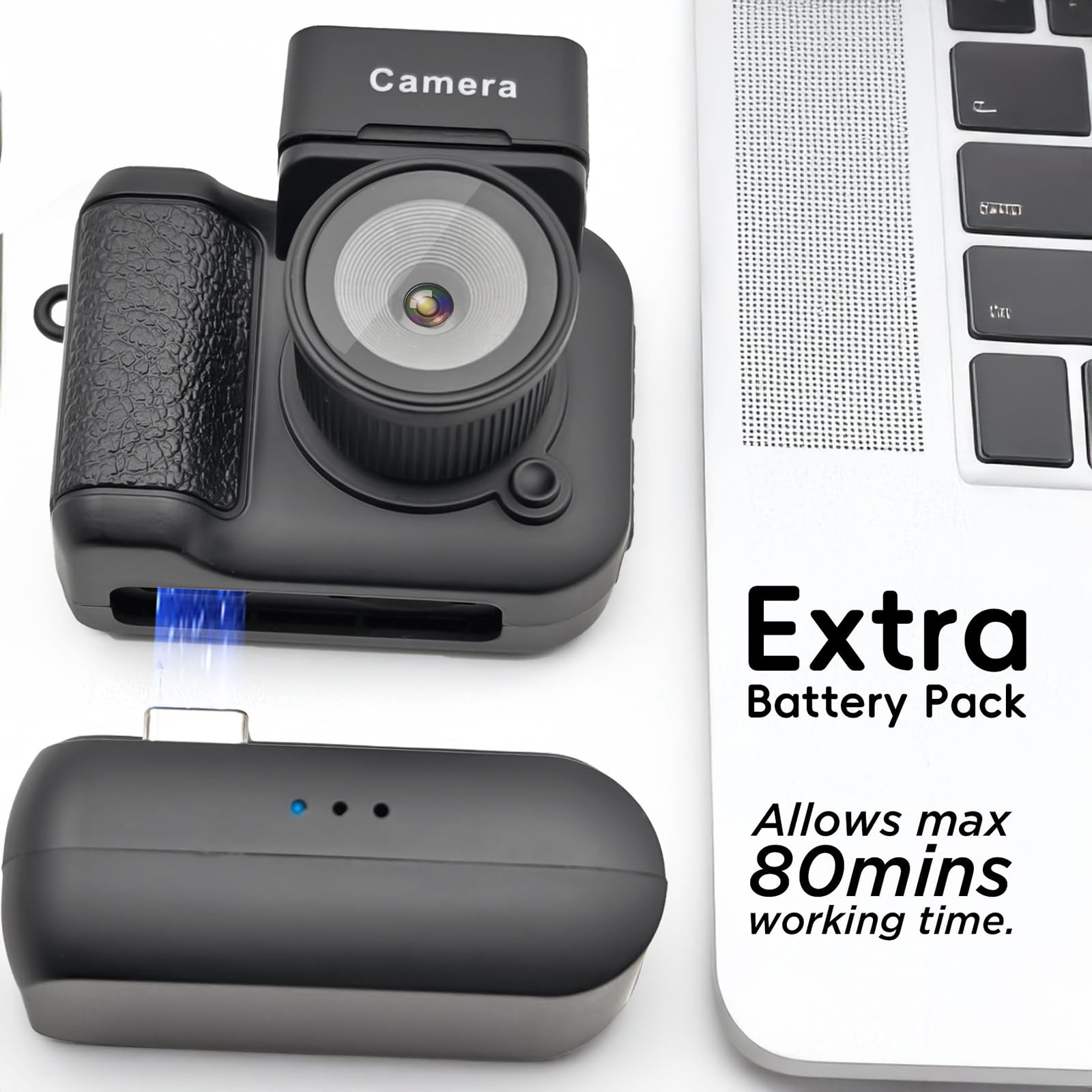 Digital Camera with 1.4 in LCD Screen 1080P 32GB Card Charging Base Monoreflexes Shaped CMOS Compact Portable Video Recorder Easy to Operate (Black)