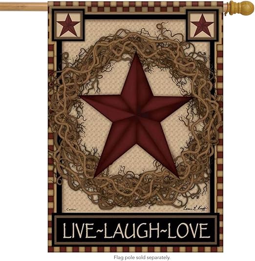Amazon Com Carson Country Primitive Barn Star Wreath Live Laugh