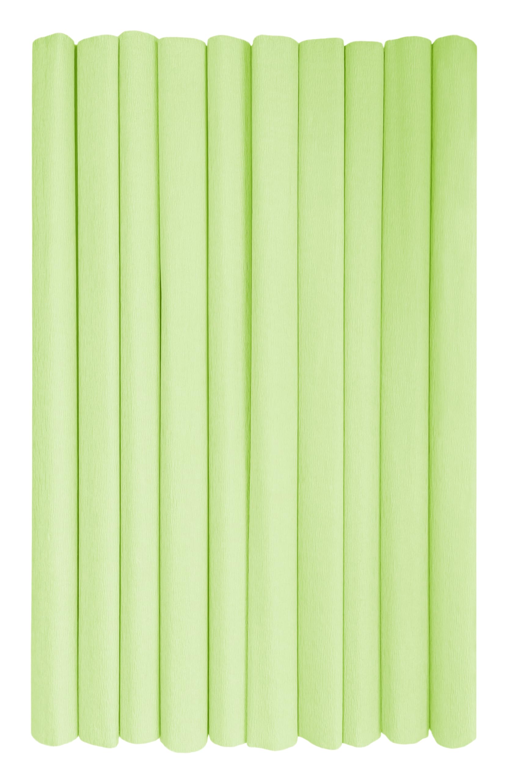 Interdruk - Crepe Paper Rolls for Kids, DIY and Decorations - Pack of 10 Reels (50cm x 200cm, 28g/m2) - 40 Pastel Lime Green