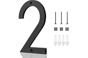 MEREAR 10 Inch House Numbers, Large Plastic Modern House Numbers for Outside Black Floating Exterior Address Home Door Numbers Easy to Install (2)