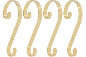 Haute Decor Stocking Scrolls Stocking Hanger - 4 Pack (Brass/Gold) - Christmas Stocking Holder Set - for Various Mantel Sizes Including Large