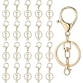 20Pcs Lobster Claw Clasps Swivel Snap Hooks with Flat Split Keychain Ring Gold Key Chain Rings with Lobster Clasp Keychain Clip with Swivel Trigger for DIY Craft Jewelry Making