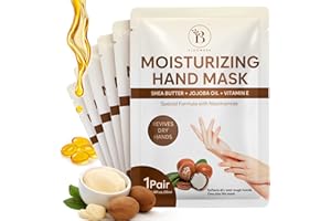 BLOOMORA Repairing Hand Mask for Dry Cracked Hands, Hand Masks with Shea Butter, Jojoba Oil & Vitamin E, Moisturizing Gloves, Skin Care Gifts for Women & Men, Self Care Gifts for Women (6 Pairs)