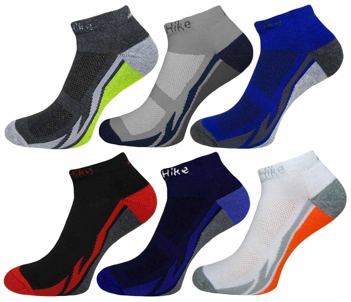 6 Pairs Mens Prohike Multi Coloured Cushioned Trainer Sports Socks, UK