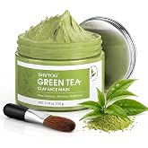SHVYOG Green Tea Face Mask, Antioxidant Green Tea Clay Mask with Volcanic Mud, Deep Cleansing &amp; Moisturizing &amp; Hydrating Clay Facial Mask for Pores, Blackheads, Wrinkles, Dirts