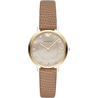 Emporio Armani Damen Analog Quarz Uhr mit Leder Armband AR11151