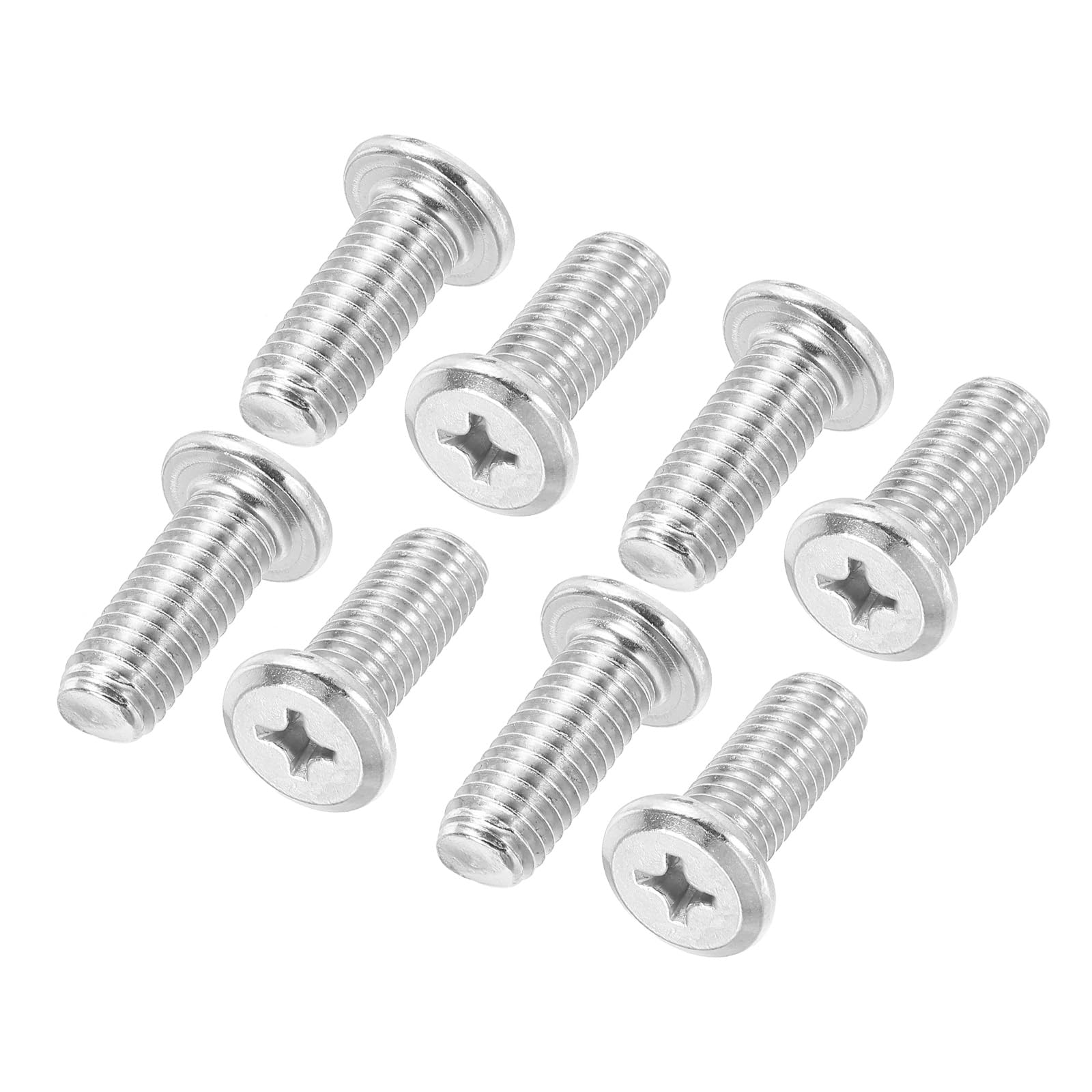 PATIKIL Flat Round Head Phillips Screws, 8 Pack M10-1.5 x 25mm Binding Screws 304 Stainless Steel 18-8 Full Thread, Phillips Drive Machine Screw Furniture Screw Connector Bolts