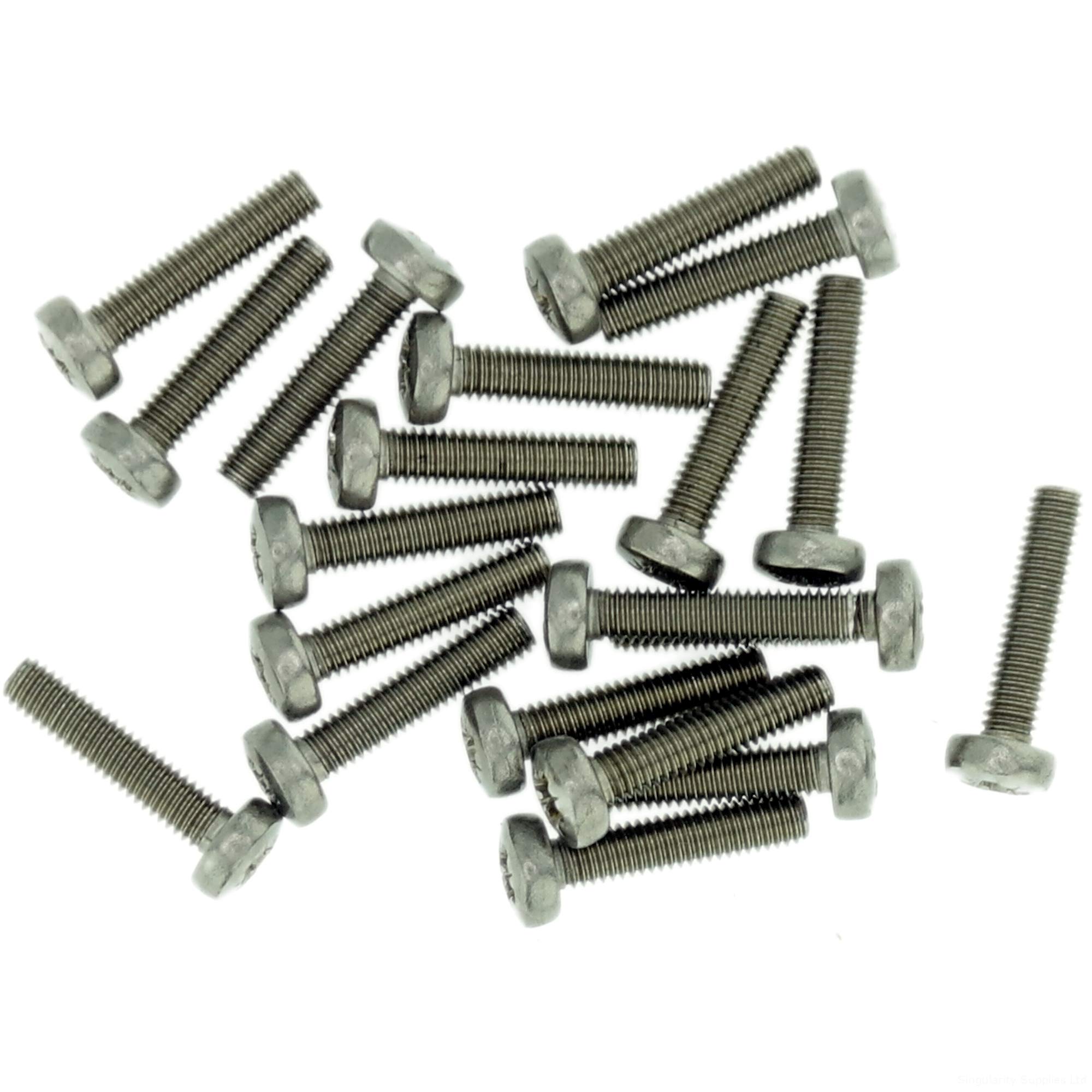 M2.5 (2.5mm x 6mm) Pozi Pan Machine Screw (Bolt) - Stainless Steel (A2) (Pack of 20)