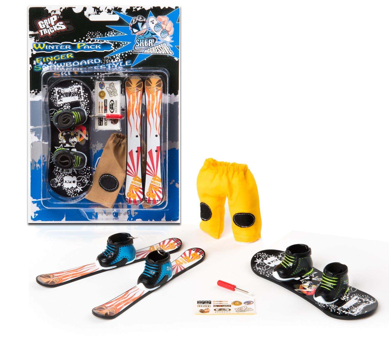 Grip & Tricks - Finger Snowboard Ski freestyle - Pack1 WINTER
