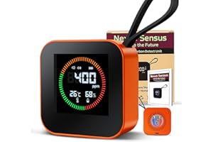 Nexus Sensus 3-in-1 Portable Carbon Monoxide Detector for Travel – UL-Compliant CO Alarm with Temperature and Humidity Monitor, USB-C Rechargeable for RV, Hotel, Camping (1, Orange)