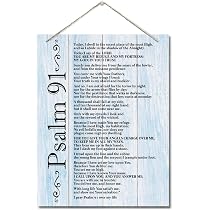 Salmos 91 - Letrero Decorativo Con Cita Inspiradora Cristiana, Letrero De Decoración De Pared Espiritual, Placa De Pared Impresa Colgante, Decoración De Oficina En Casa, Decoración Inspiradora Para El