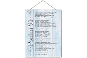 AUII JO DESIGN Inspirational Wood Art Signs, Psalms 91 Wall Sign, Hanging Printed Wall Plaque Wood Signs, Bible Verse Print, Christian Scripture for The Home or Office Decor, Christian Wall Decor 10 X 7.8 inch