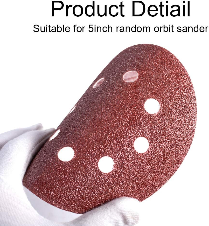 S SATC 72 PCS 5 Inch 8 Hole Hook and Loop Adhesive Sanding Discs Sandpaper for Random Orbital Sander 40 60 80 120 180 240 320 grits: Industrial & Scientific