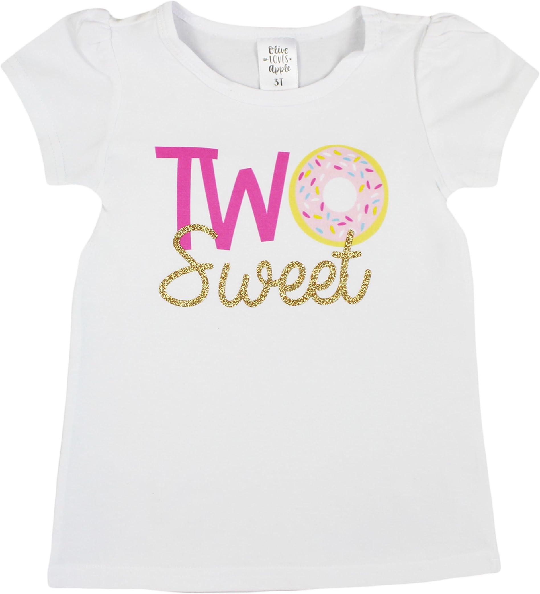 Olive Loves Apple Girls 2nd Birthday Shirt Two Sweet Donut Two 2nd Birthday Outfit for Toddler Girls