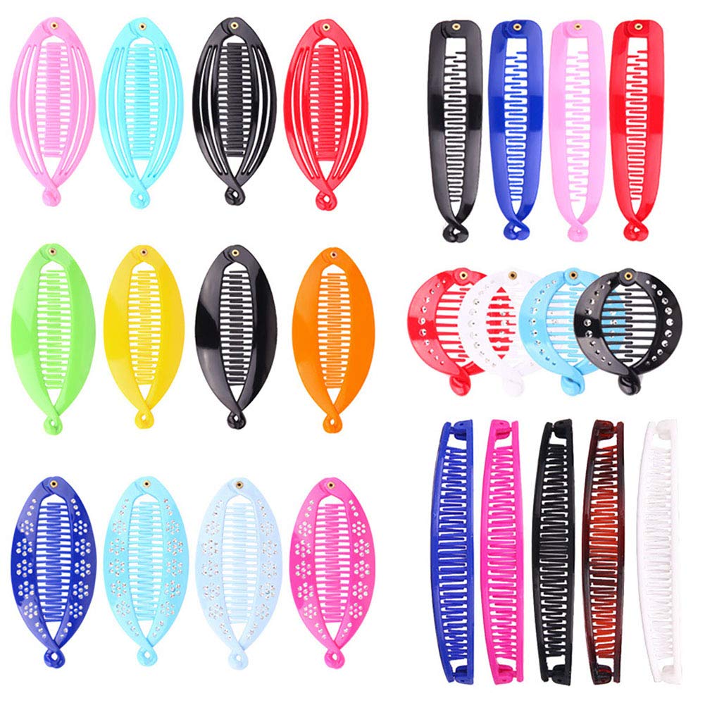 Set of 25 Clourful Plastic Banana Hair Clip Women Hair Clincher Ponytail Hair Clip Comb
