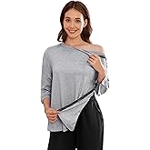 Deyeek Post Shoulder Surgery Shirts for Women Tear Away 3/4 Tops After Rotator Cuff Shirts Chemo Port Adaptive Clothing