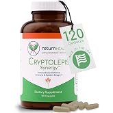 Return Healthy Cryptolepis Synergy, Immune Support Vitamins, Immune System Booster for Adults, Liver, Lymphatic, &amp; Immune Support Supplement, Supports Lyme &amp; Natural Parasite Defense, 120 Capsules