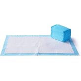 Amazon Basics Heavy Duty Dog and Puppy Pee Pads, Leak-Proof 5-Layer Super Absorbent, Quick-Dry Surface for Potty Training and Housebreaking, Giant Size, 27.5 x 44 Inch, Blue &amp; White, 30-Pack