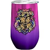 Spoontiques Hogwarts Stainless Steel Wine Tumbler, 16 Oz - Double Wall Insulated Drink Cup with Sliding Lock Lid for Travel - White, Red, Rose, Champagne