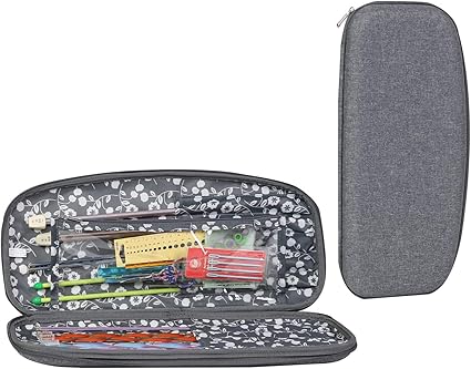 Amazon Co Jp Everything Mary ニット かぎ針編みニードル収納ケース グレー フックや必需品用保護オーガナイザー 整理ホルダーケース ロングと円形の針 旅行用のポータブルオーガナイザー ホーム キッチン