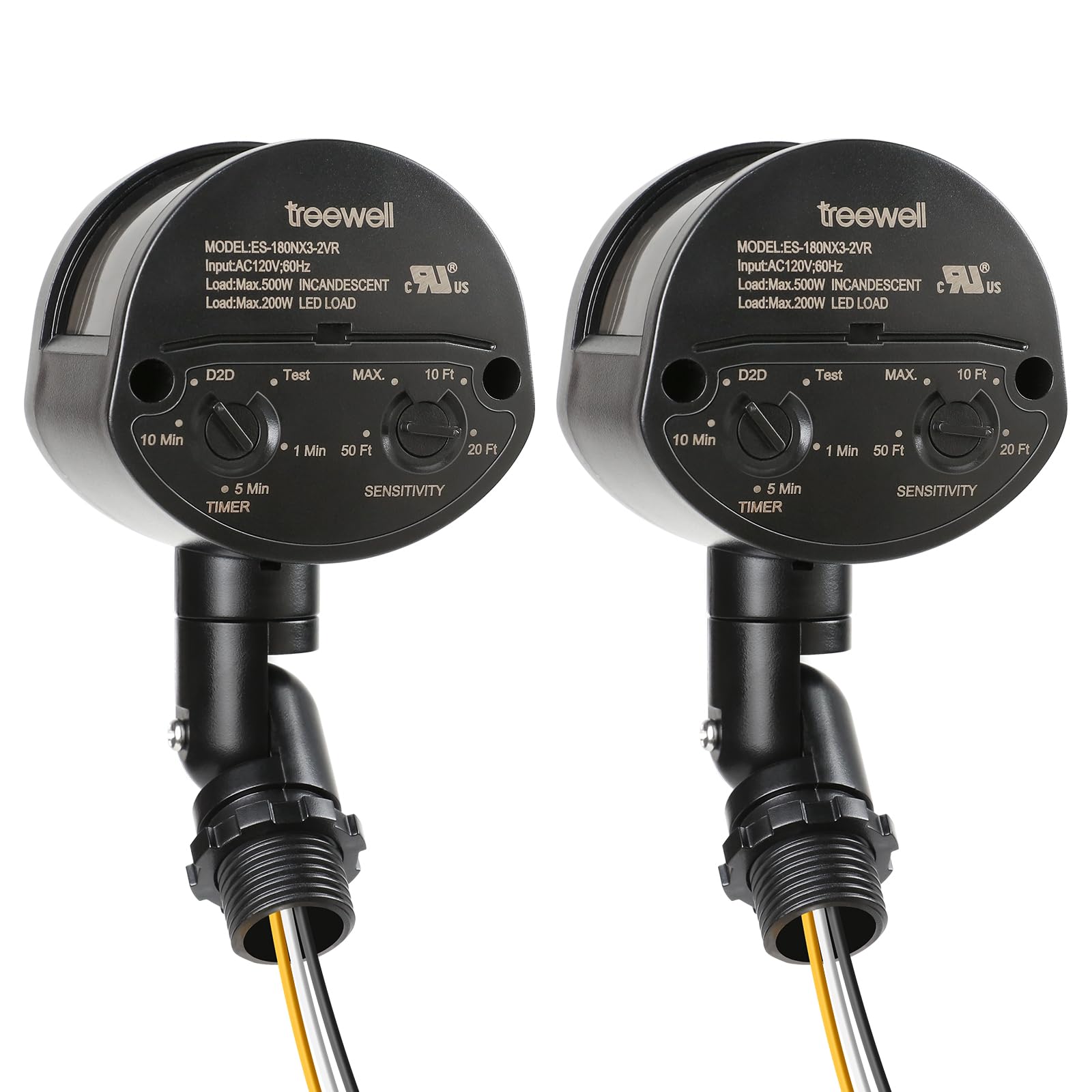 Photo 1 of 2 Pack Motion Sensor, 180-Degree Replacement Motion Detector, Adjustable Time & Detection Sensitiity Up to 60 Feet Range, 3 Working Modes Pir Motion Sensor for Security Floodlight, Black, UL Listed