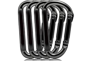 EZYA Carabiner Clip, 860lbs, 3" Heavy Duty Carabiner, D Ring Hooks - Keychains, Camping, Hiking Accessories, Caribiniers for Dog Leash, Hammocks, Yoga Swing, Gym etc, Black, 4PCS