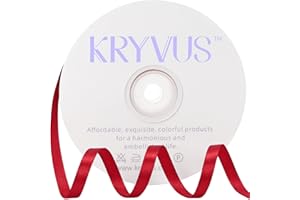 KRYVUS Red Satin Ribbon 1/4 inch X Continuous 50 Yards, Single Face Polyester Ribbon Perfect for Gift Wrapping, Flower Bouquet, Wedding Decor, Crafts, Bow Making, Sewing and More