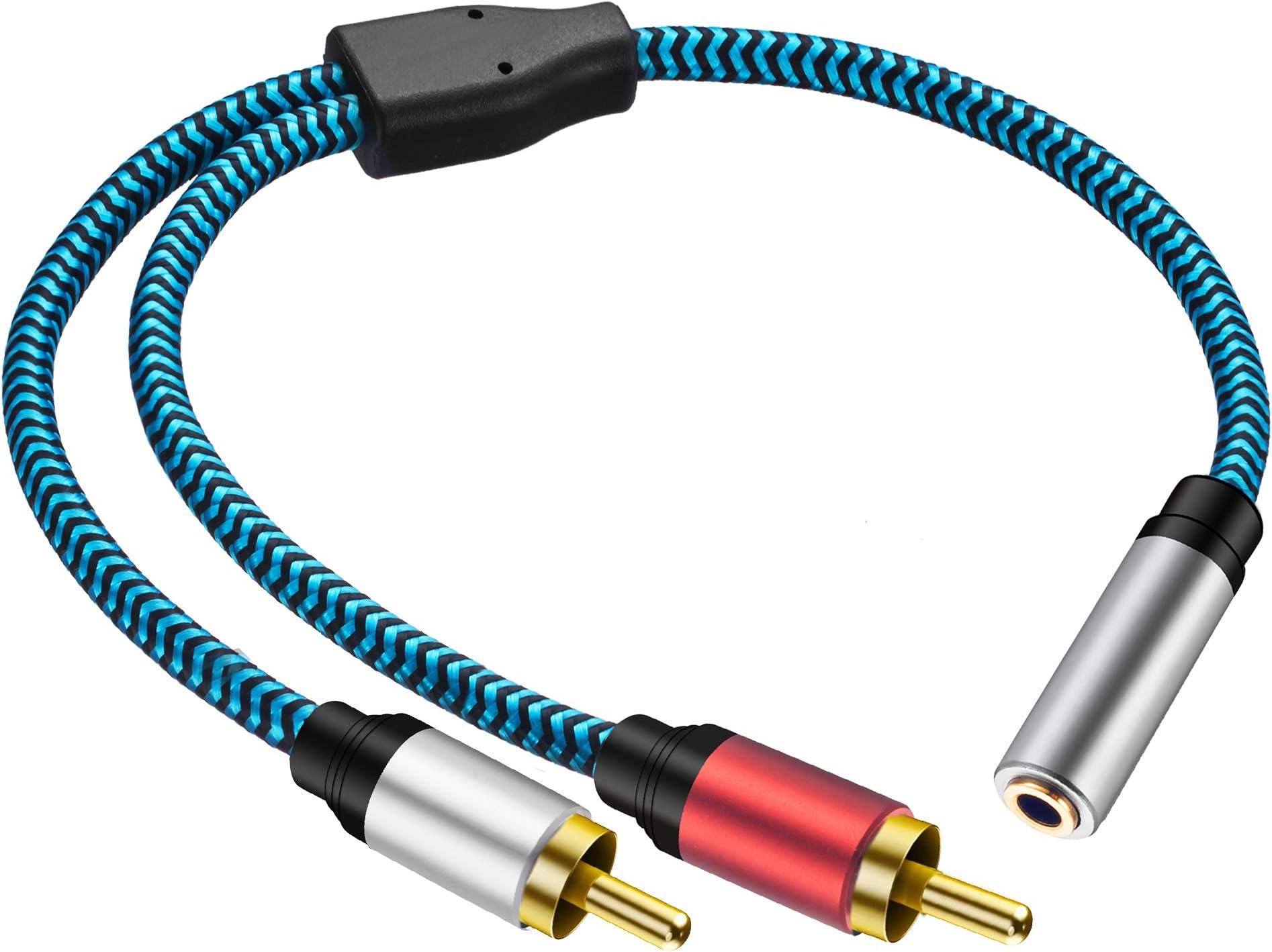 3.5mm to 2 RCA Cable，Hftywy 3.5mm Female to 2 RCA Male Jack Stereo Audio Cable Y Adapter Gold Plated Compatible for iPhone, iPod, iPad, MP3, Tablets, HiFi Stereo System, Computer Sound Speaker