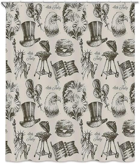 Amazon 7月4日の装飾 シャワーカーテン 150 X 150cm アメリカ大陸のフィギュア バスルーム カーテン 防カビ 防水 洗面所 目隠し用 おしゃれ 木製ボードの背景の状態 グラフィック シャワーカーテン ホーム キッチン オンライン通販