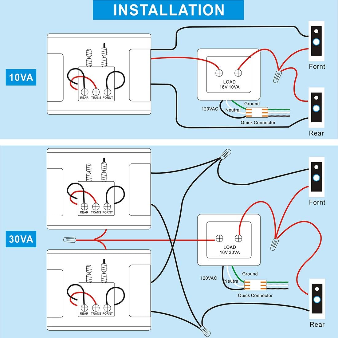 Doorbell Transformer 16V 30VA Hardwired Door Chime Transformer Compatible with Ring Video Doorbell Pro, Nest Hello Video Doorbell, ETL Certified - - 