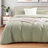 NEXHOME PRO Queen Duvet Cover Set – 100% Certified Organic Cotton with Washed Feel & Linen-Like Texture, Comfortable & Breathable, Home Bedding Set Sage Green (No Comforter)