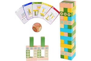 Wooden Tumble Tower Stacking Game for Kids & Adults – Fast-Paced Fun Family Night Puzzle Board Game, Match Challenge with Bui