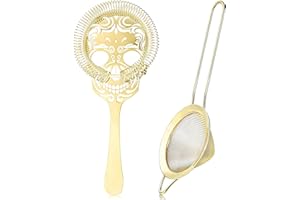 Cocktail Strainer Set Stainless Steel Bar Strainer,Hawthorne Strainer and Fine Mesh Strainer,Gold Drink Strainer Set for Bar 